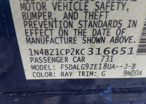 2019 Nissan Leaf Sl Plus из США, поврежденный, VIN 1N4BZ1CP2KC316651